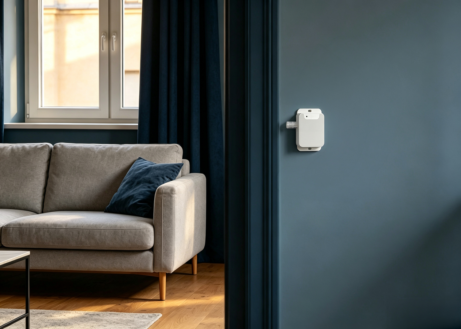 Living room with wall-mounted WSMART sensor